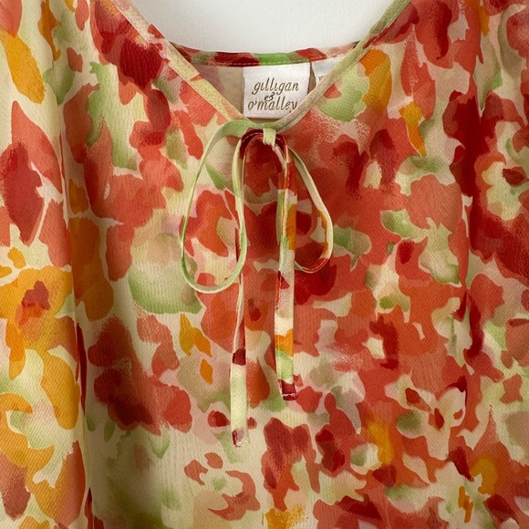 Gilligan O'Malley Nightgown Size Medium Sheer Slip Dress Y2K Watercolor Floral - Picture 4 of 6